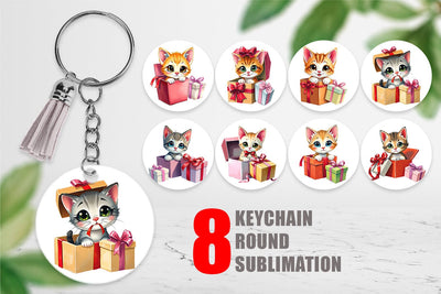 Keychain Kitten Gift Sublimation artnoy 