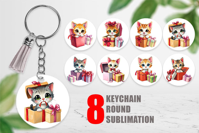 Keychain Kitten Gift Sublimation artnoy 
