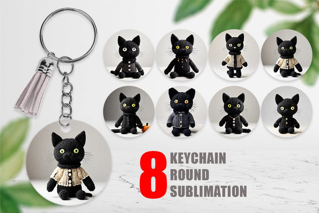 Keychain Knitted Black Cat Sublimation artnoy 
