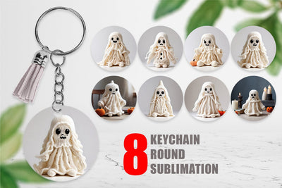 Keychain Knitted Ghost Halloween Sublimation artnoy 