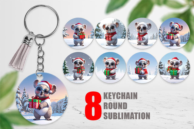 Keychain Koala Christmas Sublimation artnoy 