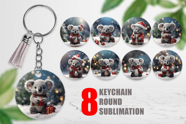 Keychain Koala Christmas Sublimation artnoy 