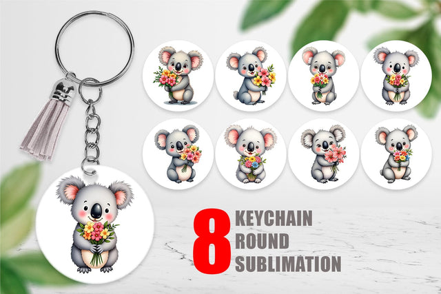 Keychain Koala Spring Bouquet Sublimation artnoy 