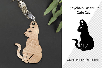 Keychain Laser Cut File. Cat SVG. Cat Laser Cut. SVG Samaha Design 