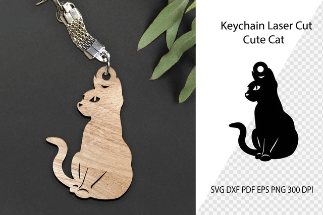 Keychain Laser Cut File. Cat SVG. Cat Laser Cut. SVG Samaha Design 