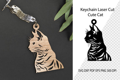 Keychain Laser Cut File. Cat SVG. Cat Laser Cut. SVG Samaha Design 
