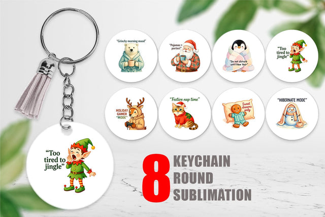 Keychain Lazy Christmas Pajamas Sublimation artnoy 