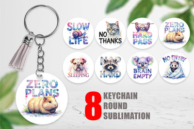 Keychain Lazy Cute Animals Sublimation artnoy 