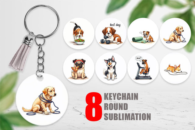 Keychain Lazy & Proud Anti-Fitness Dog Sublimation artnoy 
