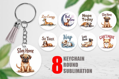 Keychain Lazy Vibes Ugly Cute Dog Watercolor Quotes Sublimation artnoy 