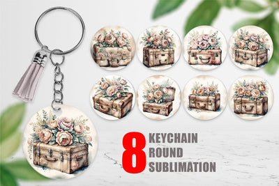Keychain Leather Suitcase Sublimation artnoy 