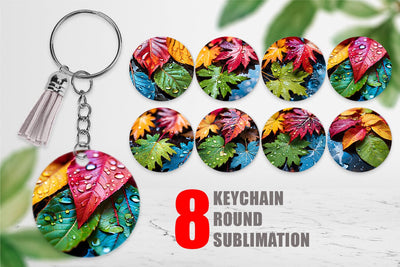 Keychain Leaves with Water Drops Sublimation artnoy 