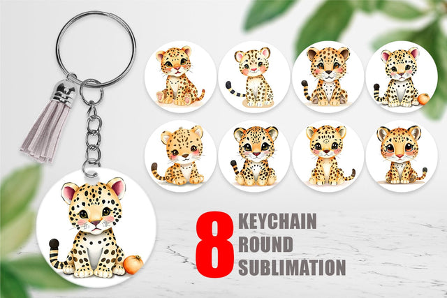 Keychain Leopard Wildlife Sublimation artnoy 