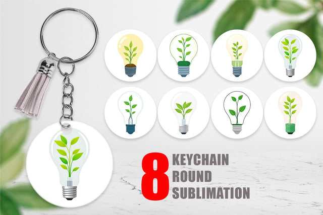 Keychain Light Bulb with Plant Sublimation artnoy 