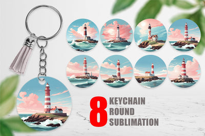 Keychain Lighthouse Illustration Sublimation artnoy 