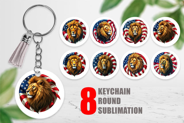 Keychain Lion 4th of July Sublimation artnoy 