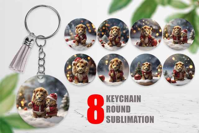 Keychain Lion Christmas Sublimation artnoy 