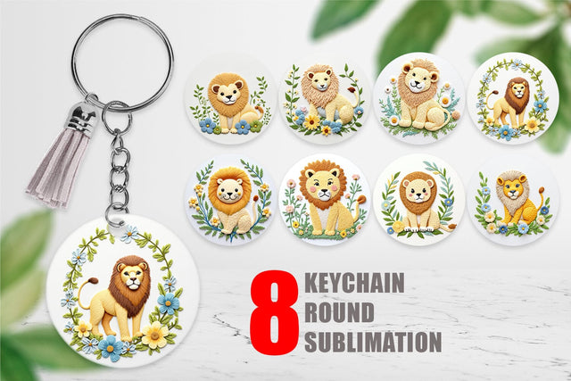 Keychain Lion Embroidery Sublimation artnoy 