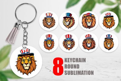 Keychain Lion Patriotic Sublimation artnoy 