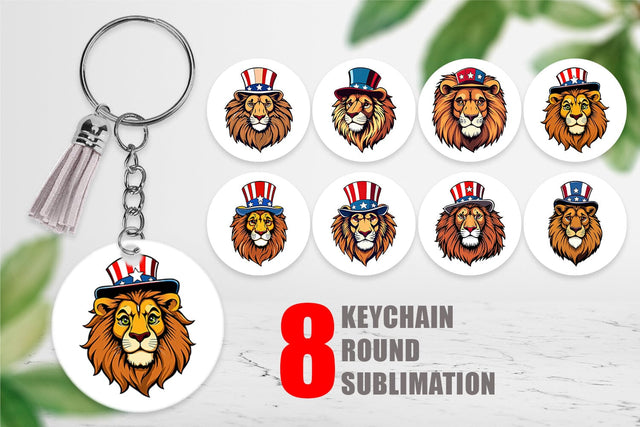 Keychain Lion Patriotic Sublimation artnoy 