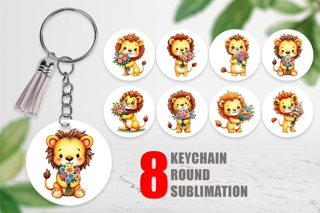 Keychain Lion Spring Bouquet Sublimation artnoy 