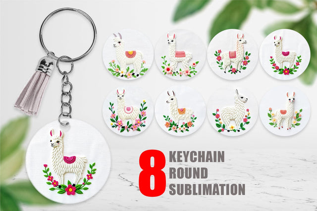 Keychain Llama Embroidery Sublimation artnoy 