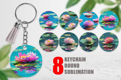 Keychain Lotus Flower Pattern Sublimation artnoy 