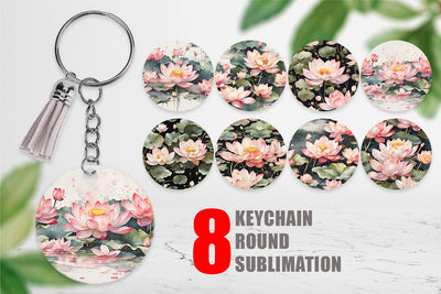 Keychain Lotus Pattern Sublimation artnoy 