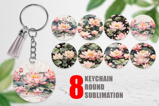 Keychain Lotus Pattern Sublimation artnoy 
