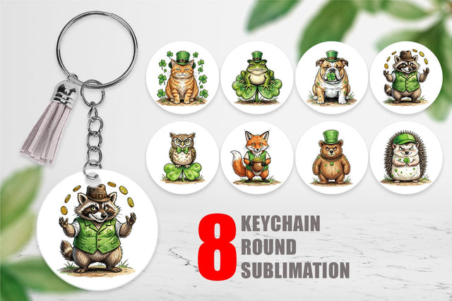 Keychain Lucky St Patricks Animal Sublimation artnoy 