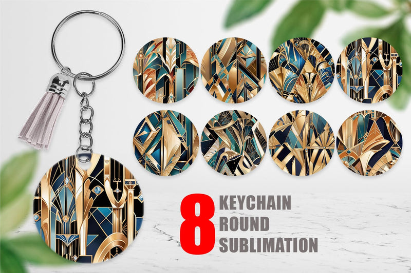 Keychain Luxury Art Deco Geometric Sublimation artnoy 