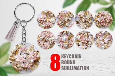 Keychain Luxury Flowers Pattern Sublimation artnoy 