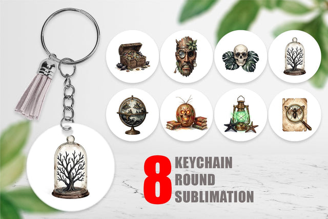 Keychain Macabre Gothic Scholar Desk Sublimation artnoy 