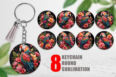 Keychain Macaw Bird Sublimation artnoy 