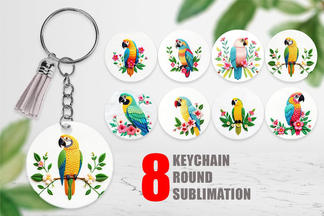 Keychain Macaw Embroidery Sublimation artnoy 