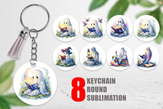 Keychain Magical Spellbook Ghost Sublimation artnoy 