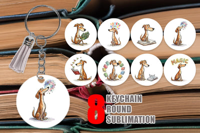 Keychain Magical Storytime Dog Watercolor Sublimation artnoy 