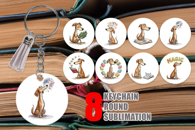 Keychain Magical Storytime Dog Watercolor Sublimation artnoy 