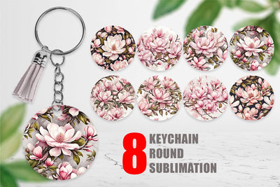 Keychain Magnolia Pattern Sublimation artnoy 