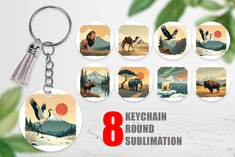 Keychain Majestic Animal Posters Sublimation artnoy 