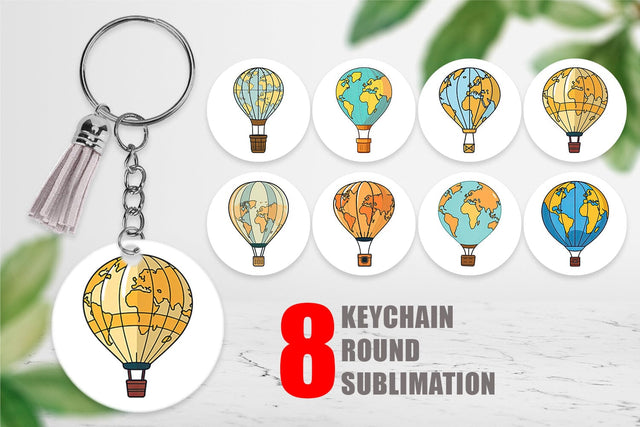 Keychain Map Hot Air Balloon Sublimation artnoy 