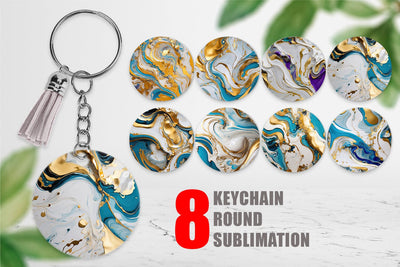 Keychain Marble Liquid with gold Sublimation artnoy 