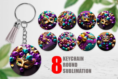 Keychain Mardi Gras Glitter Sublimation artnoy 