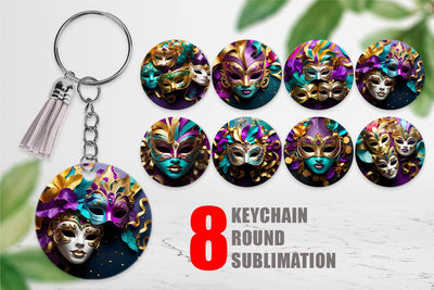 Keychain Mardi Gras Masks Sublimation artnoy 