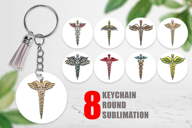 Keychain Medical Caduceus Sublimation artnoy 