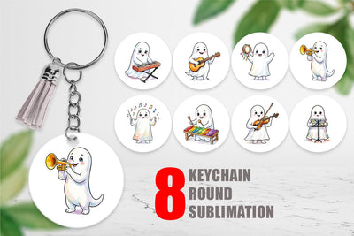 Keychain Melodic Music Teacher Ghost Sublimation artnoy 