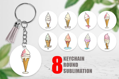 Keychain Melty Ice Cream Sublimation artnoy 