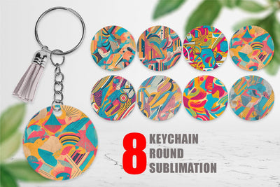 Keychain Memphis Watercolor Sublimation artnoy 