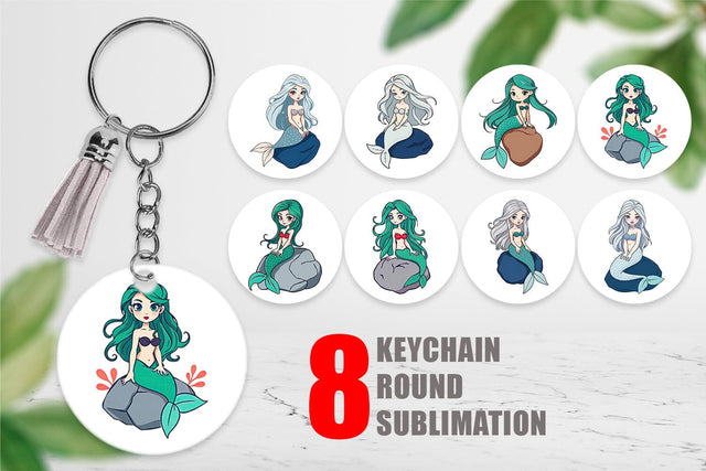 Keychain Mermaid on Rock Sublimation artnoy 