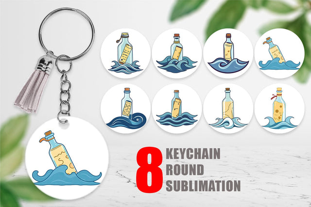 Keychain Message in a Bottle Sublimation artnoy 